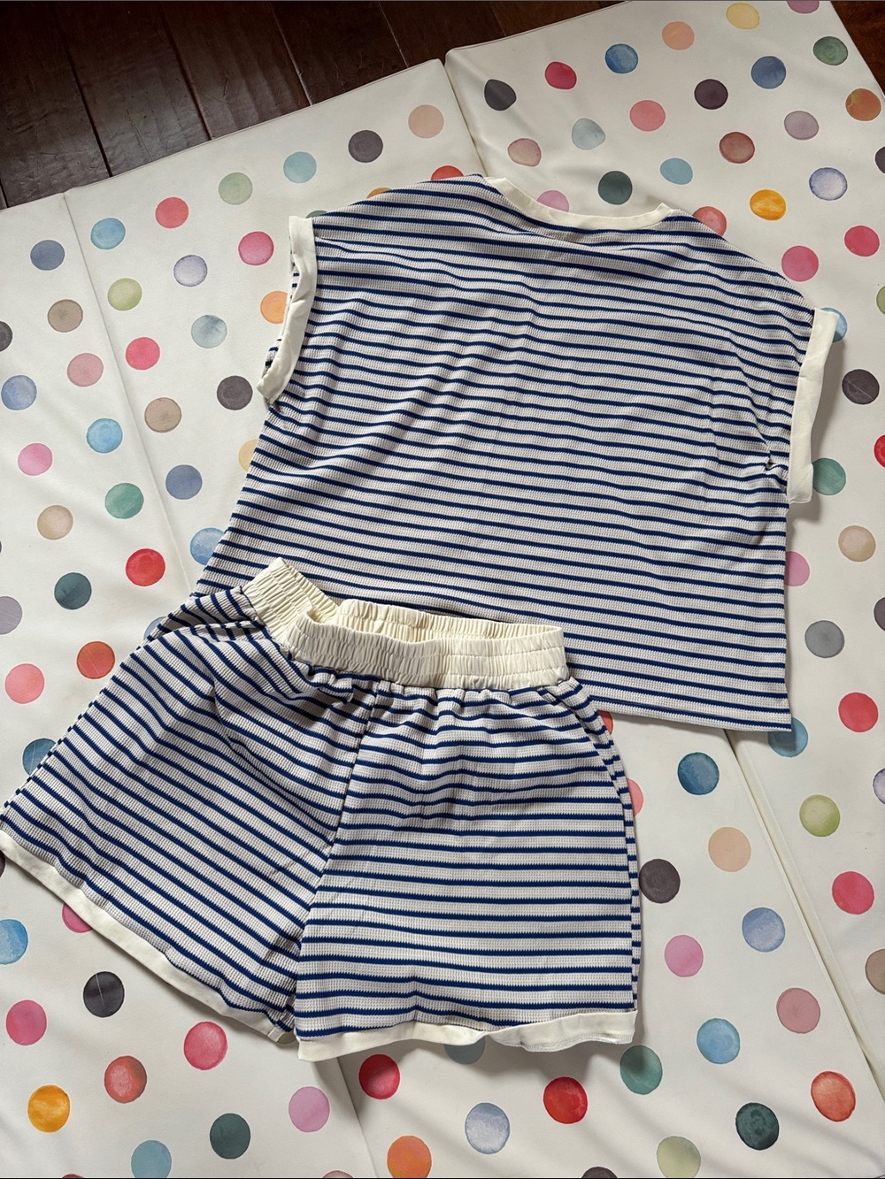 Blue & White Striped Short Set